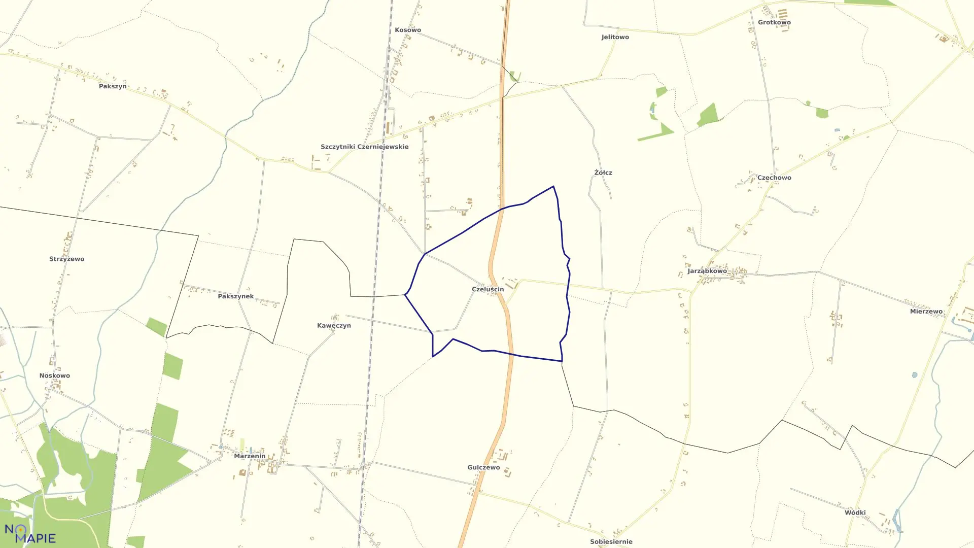 Mapa obrębu CZELUŚCIN w gminie Czerniejewo