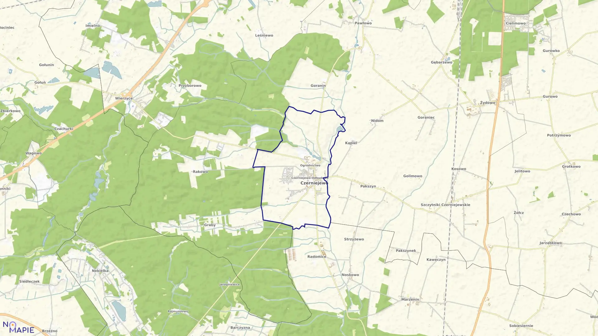 Mapa obrębu CZERNIEJEWO w gminie Czerniejewo