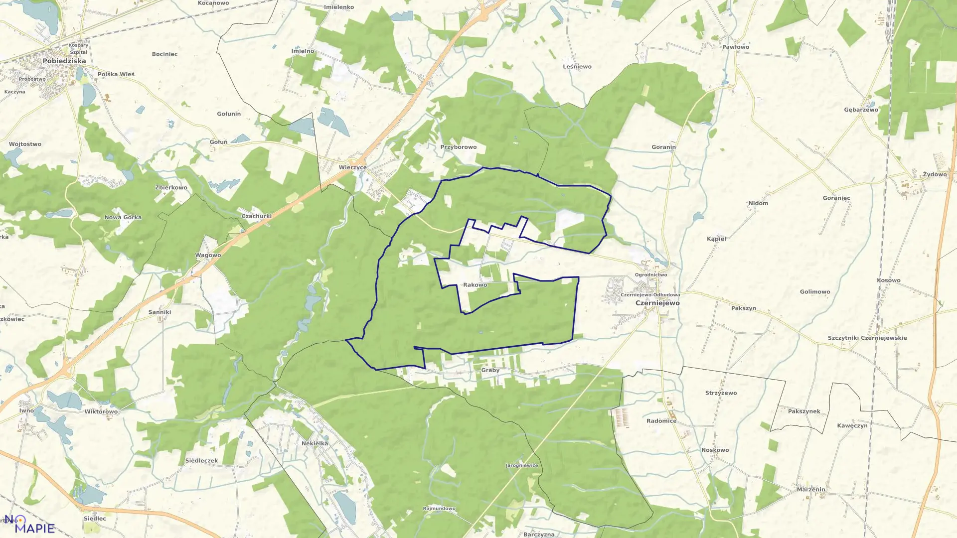 Mapa obrębu CZERNIEJEWO LAS w gminie Czerniejewo