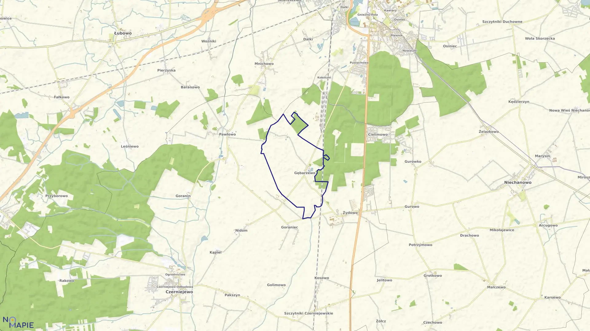 Mapa obrębu GĘBARZEWO w gminie Czerniejewo