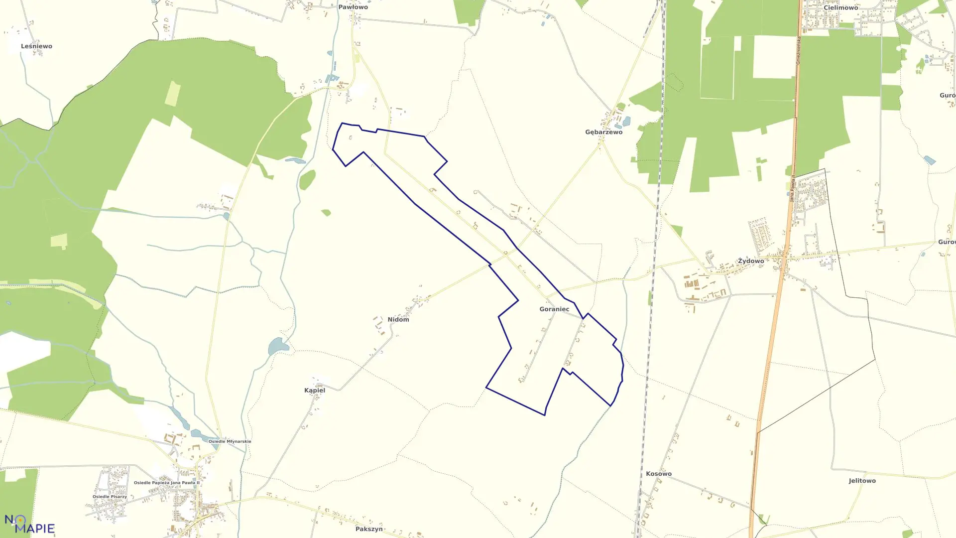 Mapa obrębu GORANIEC w gminie Czerniejewo