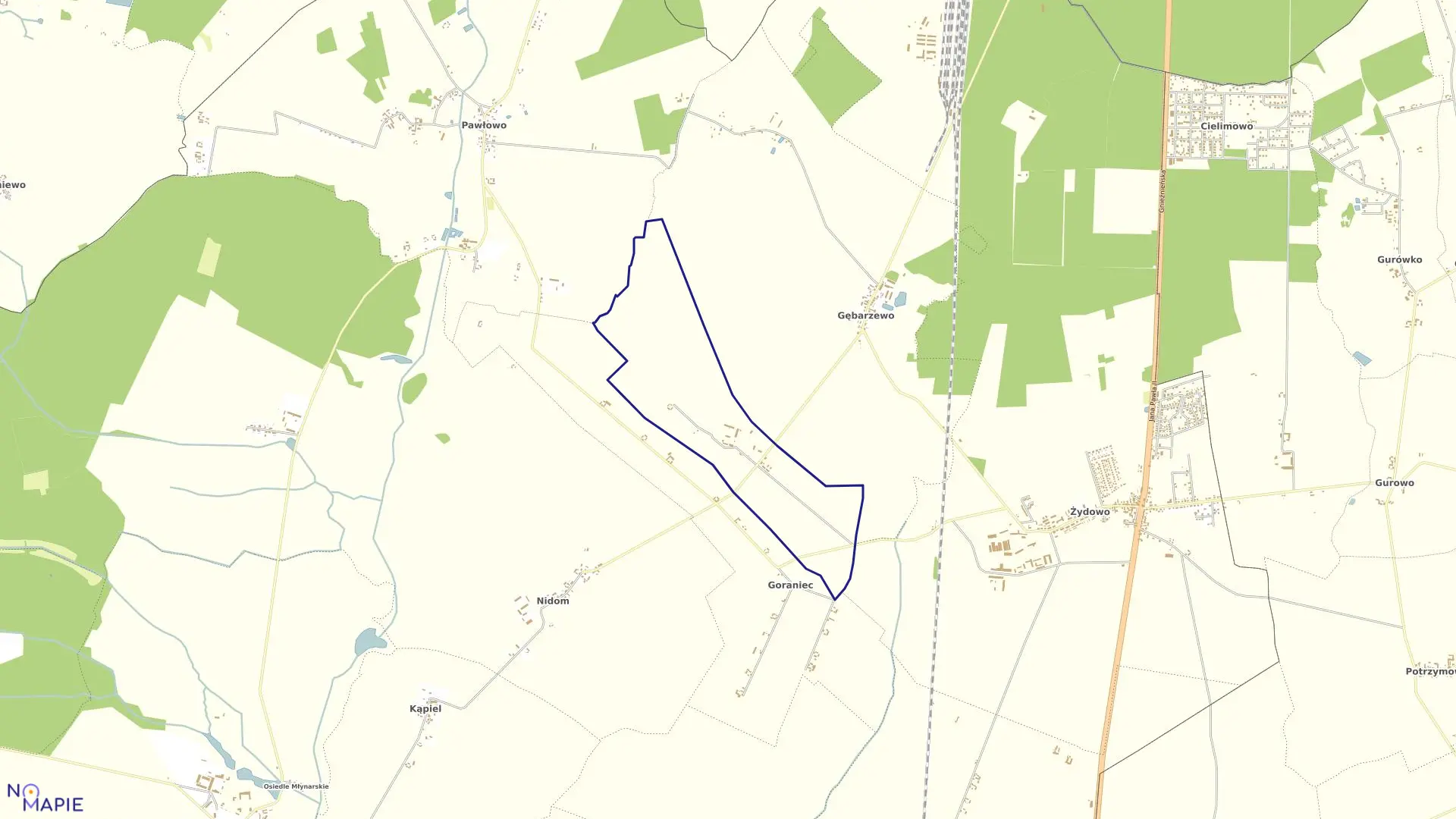 Mapa obrębu KOSMOWO w gminie Czerniejewo