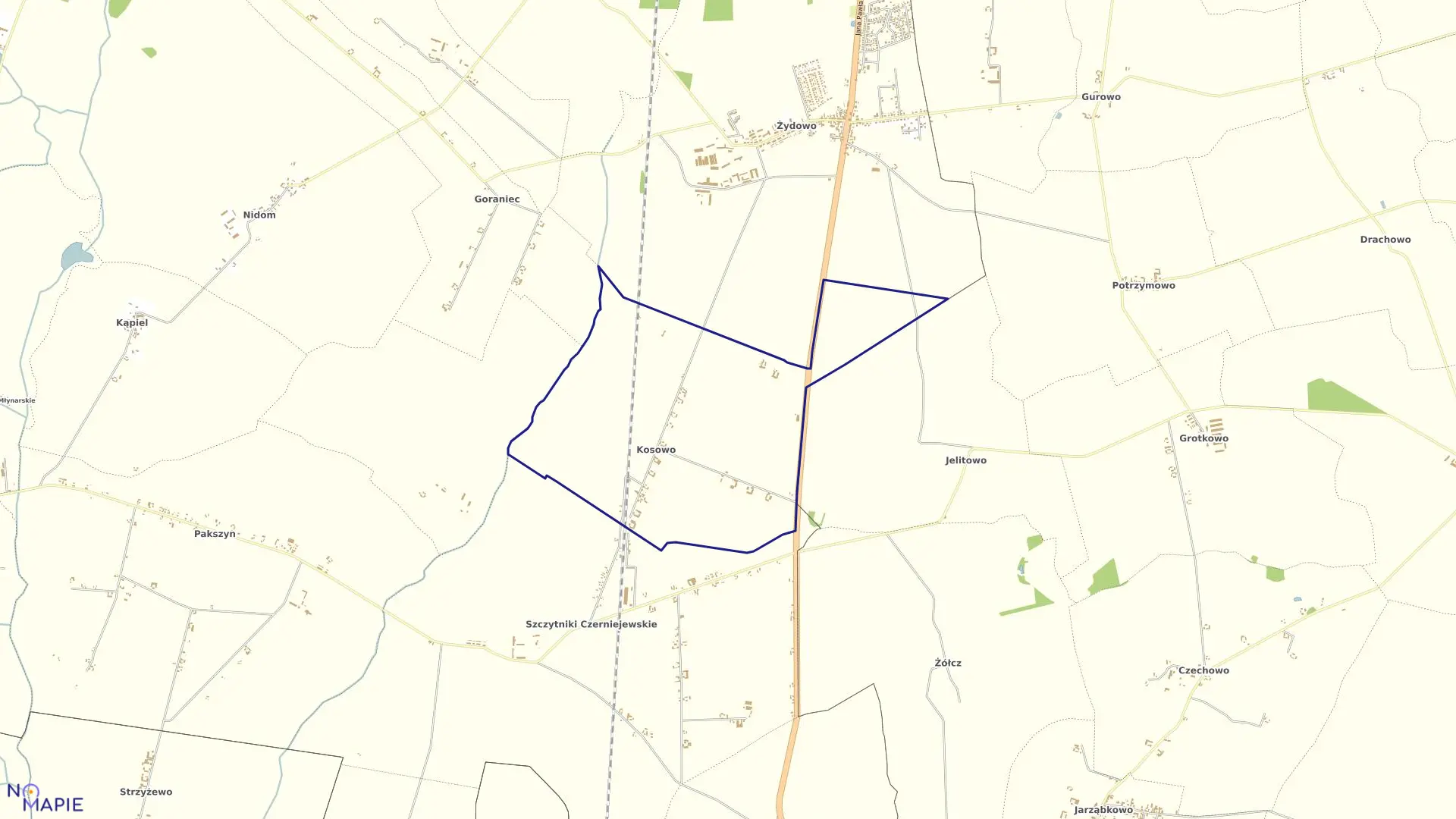 Mapa obrębu KOSOWO w gminie Czerniejewo