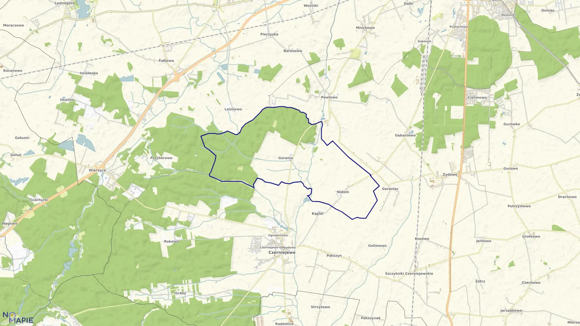 Mapa obrębu NIDOM GORANIN w gminie Czerniejewo