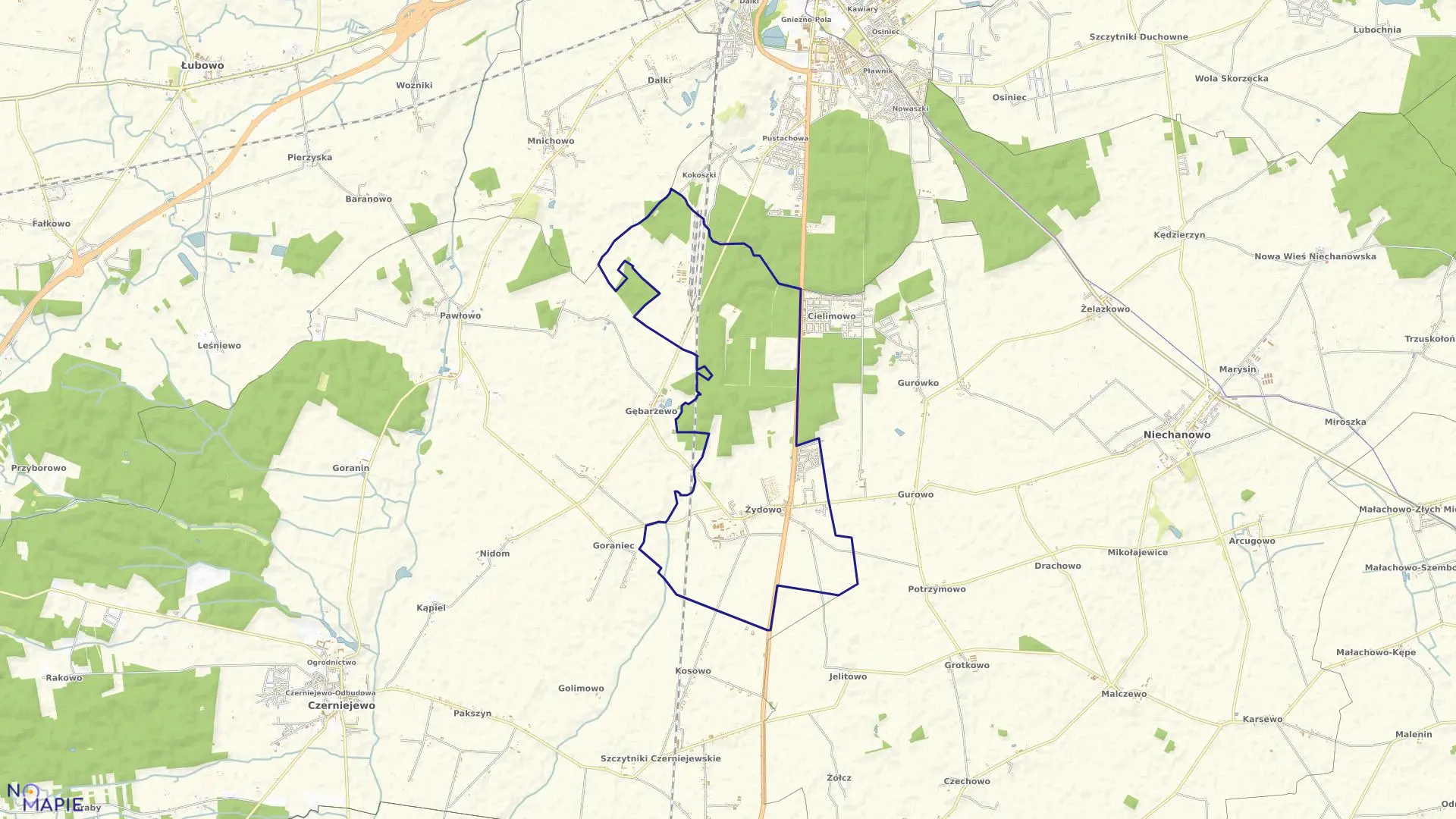 Mapa obrębu ŻYDOWO w gminie Czerniejewo